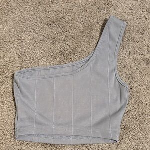 SHEIN Gray One-Shoulder Crop Top